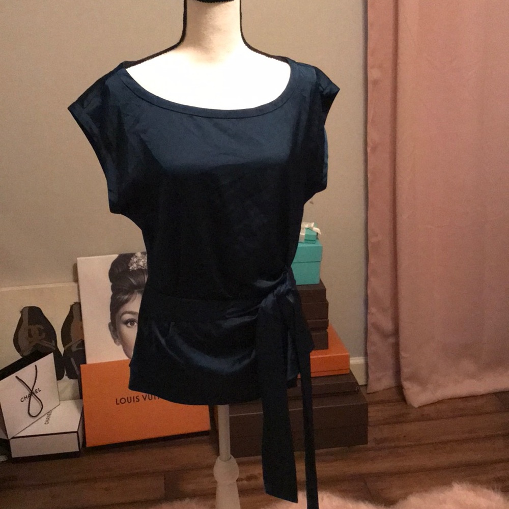 Dark teal Blue beautiful NY&Co satin top